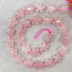 Natural Stone Rose Quartz Five Petals Flower Shape Crystal Genstone Beads For Jewelry Making Fashion Bead Bracelet Wholesale