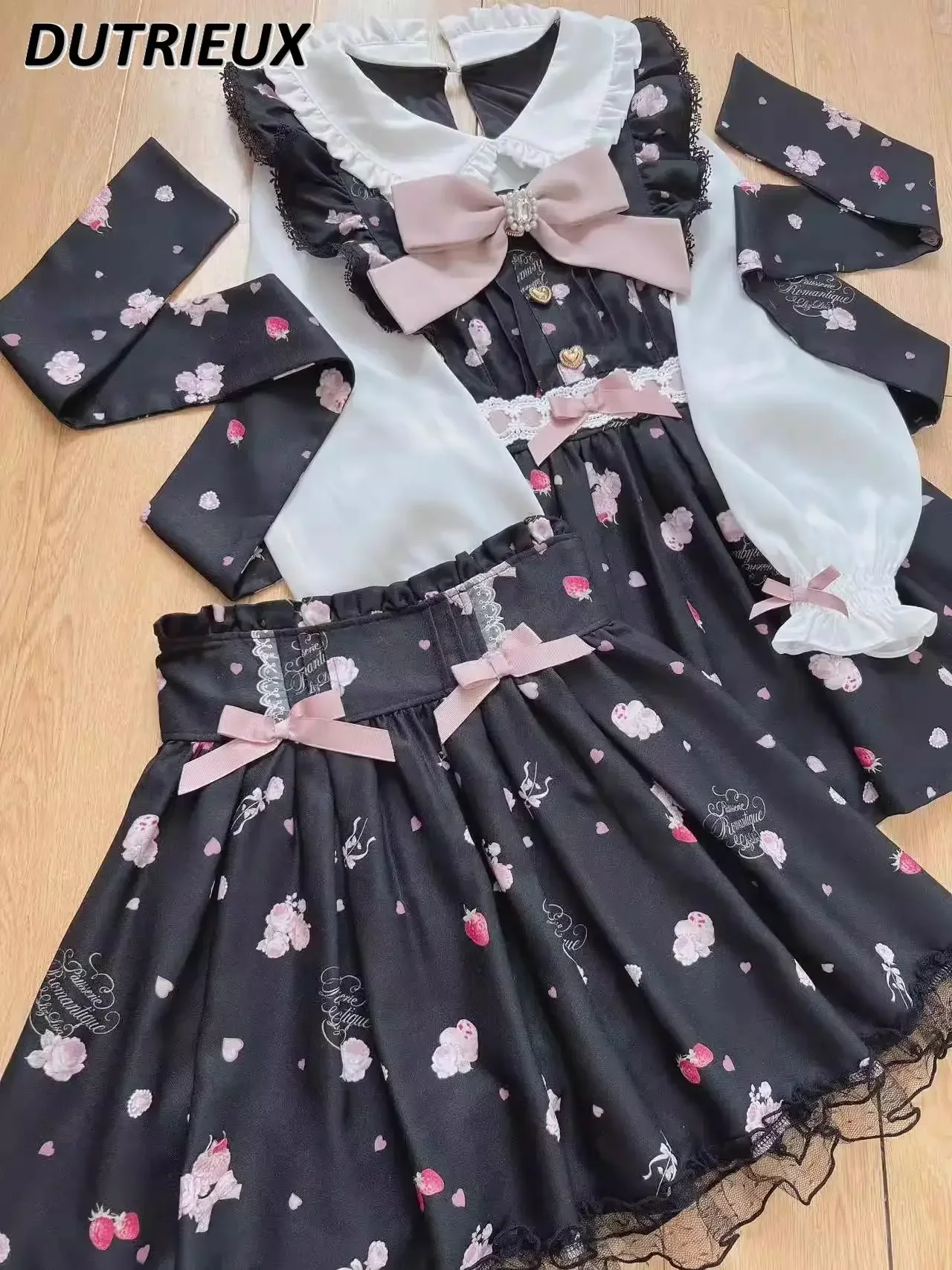 

New Spring and Summer Skirt Suit Japanese Mass-produced Style Doll Collar Casual Dress Set Sweet Cute Women's 2 Piece Sets