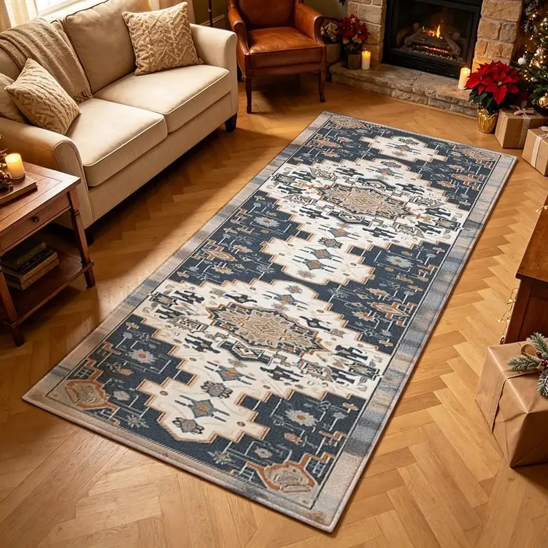 1 Piece Woven Vintage Geometric Patterned Carpet, Soft Comfortable, All Seasons, Lightweight Easy To Maintain, Home Decor, Living Room Decor, Bedroom Decor, Dining Room Decor, Entryway Decor, Autumn, Winter