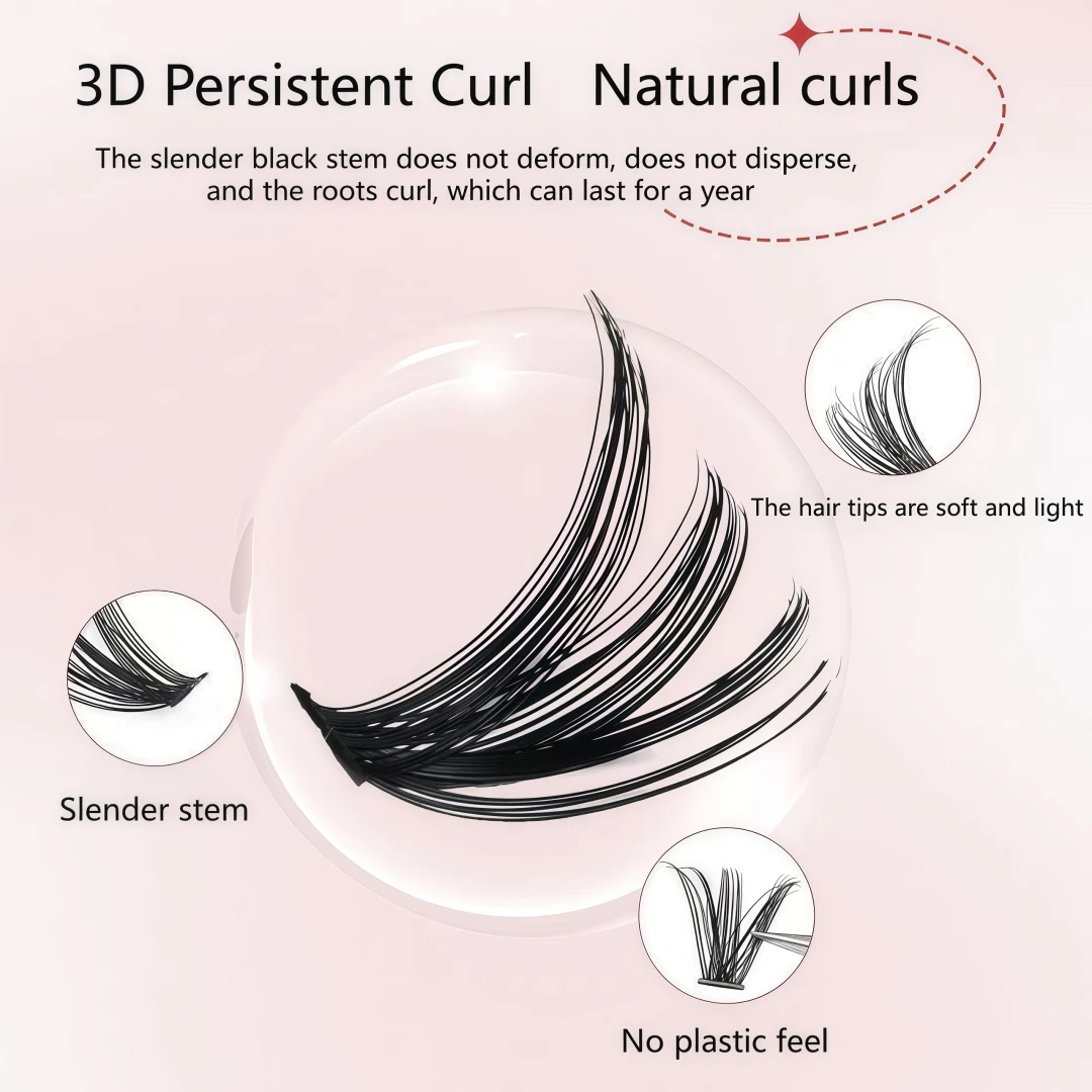 12 Reihen Wimpern im europäischen und amerikanischen Stil, 30P+40P, natürliche, dichte, segmentierte, großvolumige, individuelle Cluster-Wimpern für den einfachen Auftrags, Ultra – Detail 4