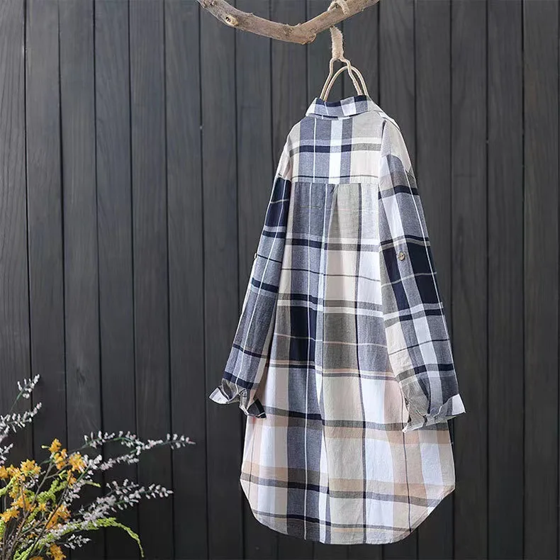 Plaid Shirt Women's 2025 New Long-sleeved Top Retro Jacket Loose Shirt Cardigan