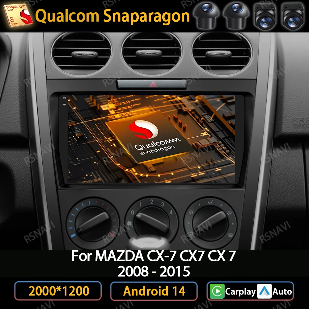 

Автомагнитола на Android 14 для MAZDA CX-7 CX7 CX 7 2007 2008 2009 2010 2011 - 2014 с GPS-навигацией, мультимедийным видеоплеером, 4G, Wi-Fi, QLED