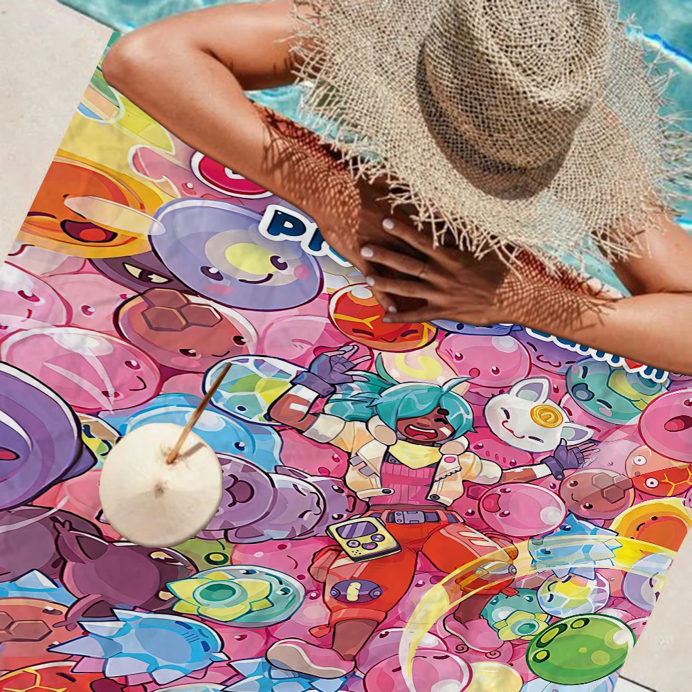 Game S-Slime Rancher Beach Towel Colorful Bath Towels For Girl Microfiber Quick Dry Custom Sand Free Beach Yoga Spa Gym Pool