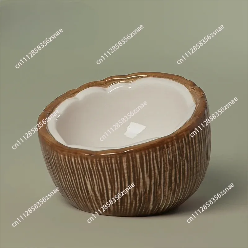Christmas gift for cats,coconut ceramic bowl, underglaze color,large diameter pet bowl,anti-black chin protection cervical spine