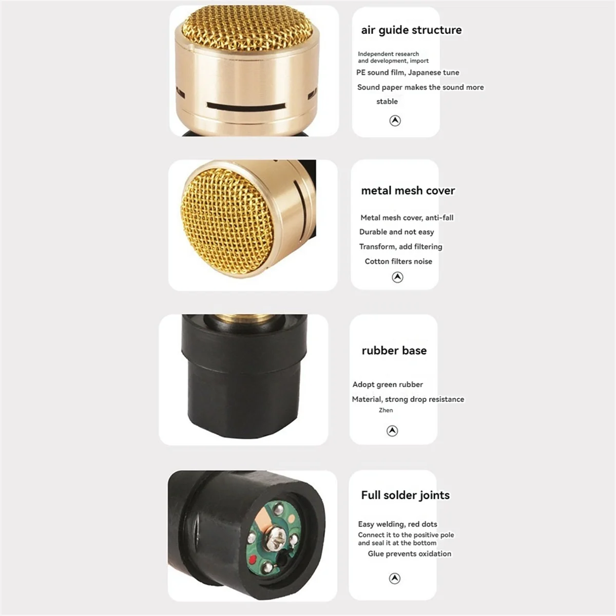 FFYY-Profession micrófono cápsula reemplazo micrófono núcleo captación de voz de alta fidelidad, piezas de micrófono N-M182