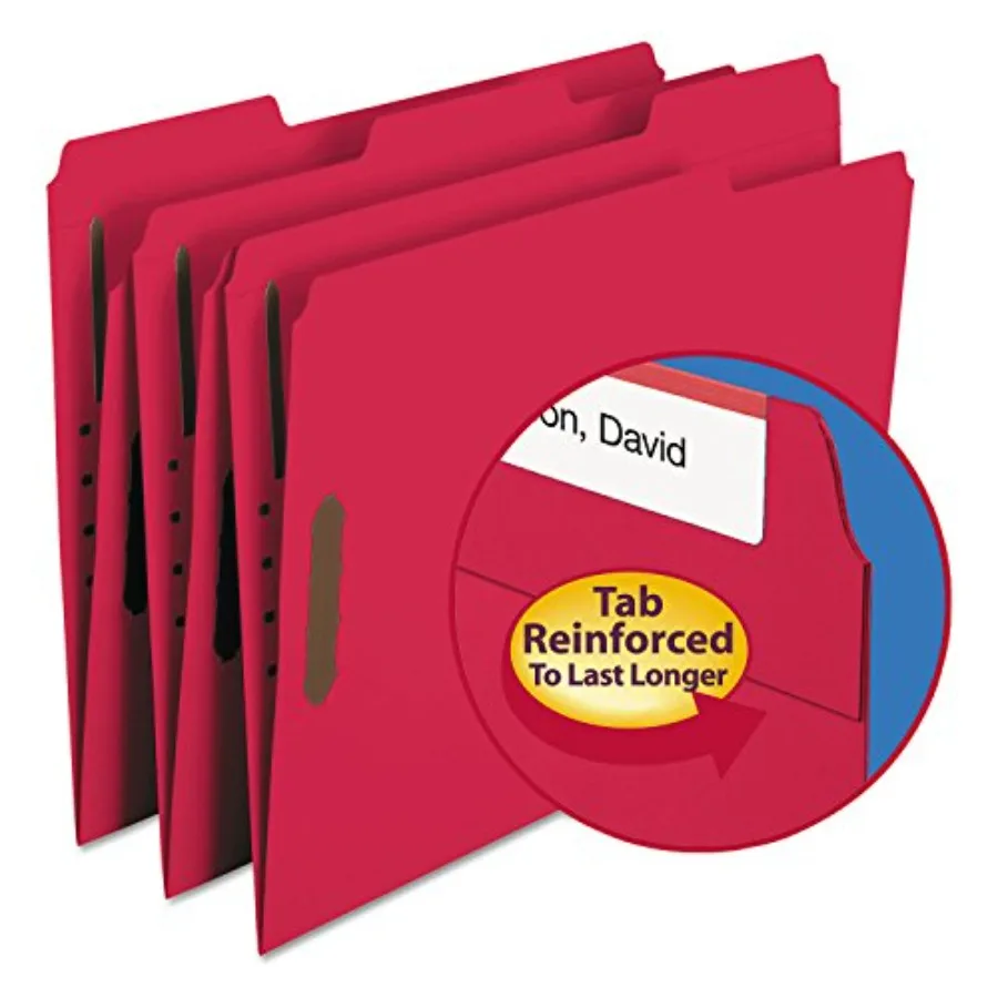 

Fastener Folders 2 Fasteners Size 1/3 Cut Tabs in Left Right Center Positions 50 per Box 22740 Specialty