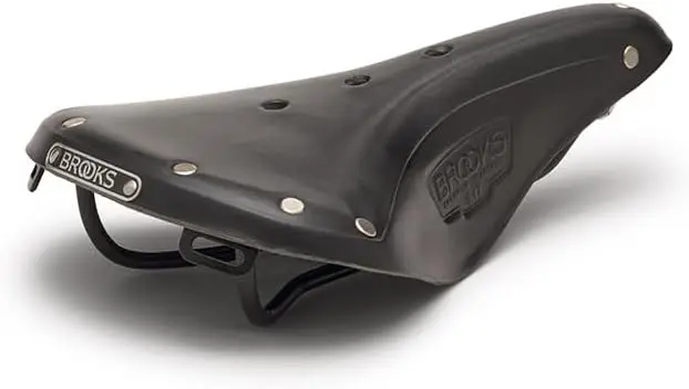 Supremely Comfortable Leather Bike Saddle，Chromoly frame, stainless steel rivets and black steel rails for strength