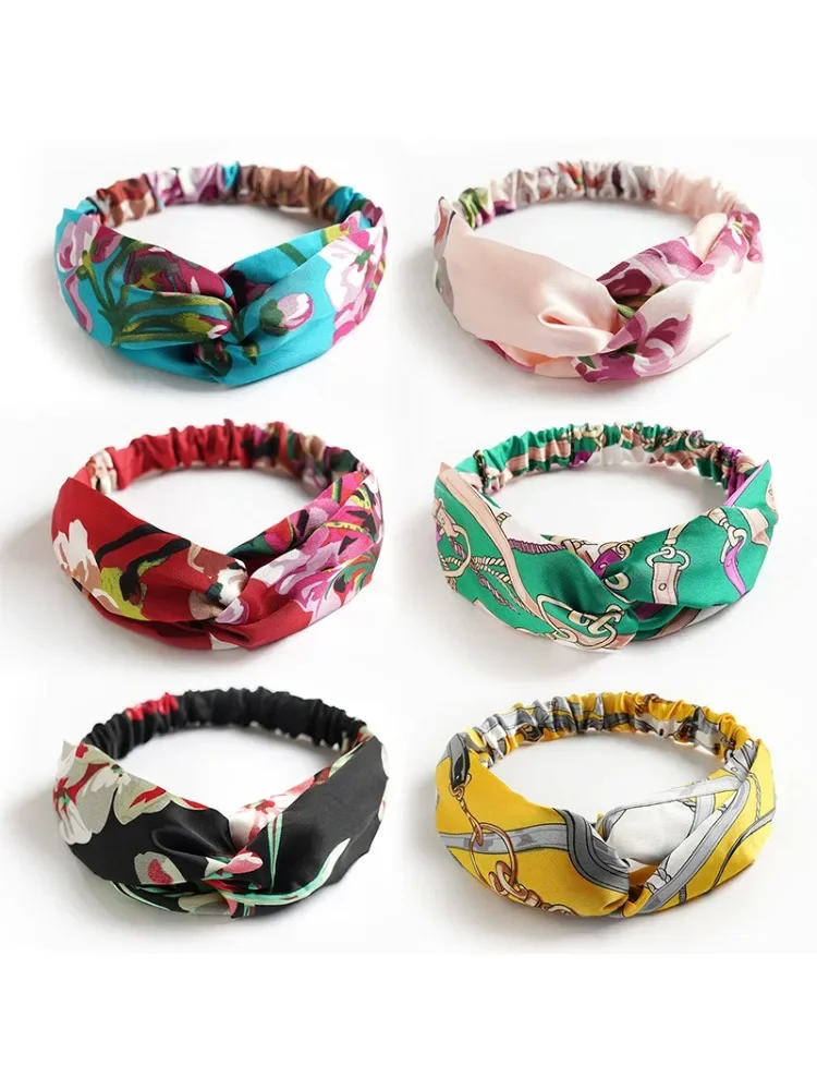 Bandeau croisé élastique en soie européenne et américaine, bandeau élégant, simple et polyvalent pour parents et enfants