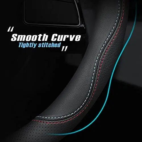 

Universal 15" Black Nappa Leather Steering Wheel Cover – Premium Car Accessory