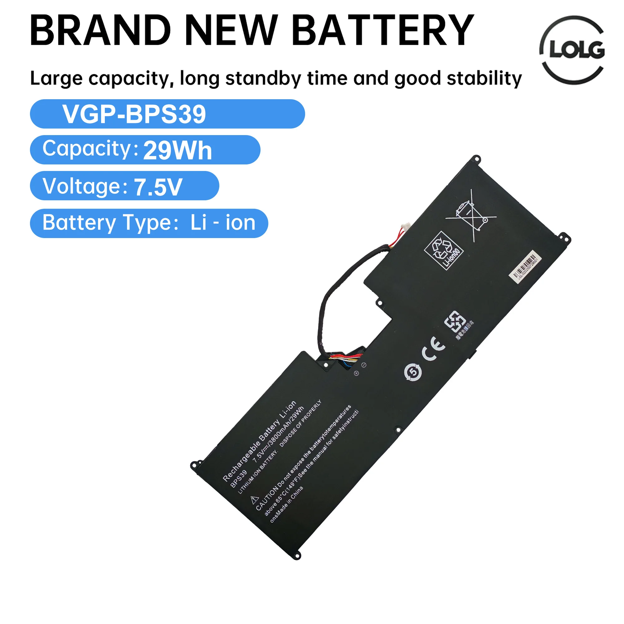 

VGP-BPS39 7.5V 29Wh Laptop Battery For Sony Vaio Tap 11 SVT1121B2EW SVT11213CXW SVT1121V5CW SVT1122Y9EB SVT1121A4EW SVT112A2WT