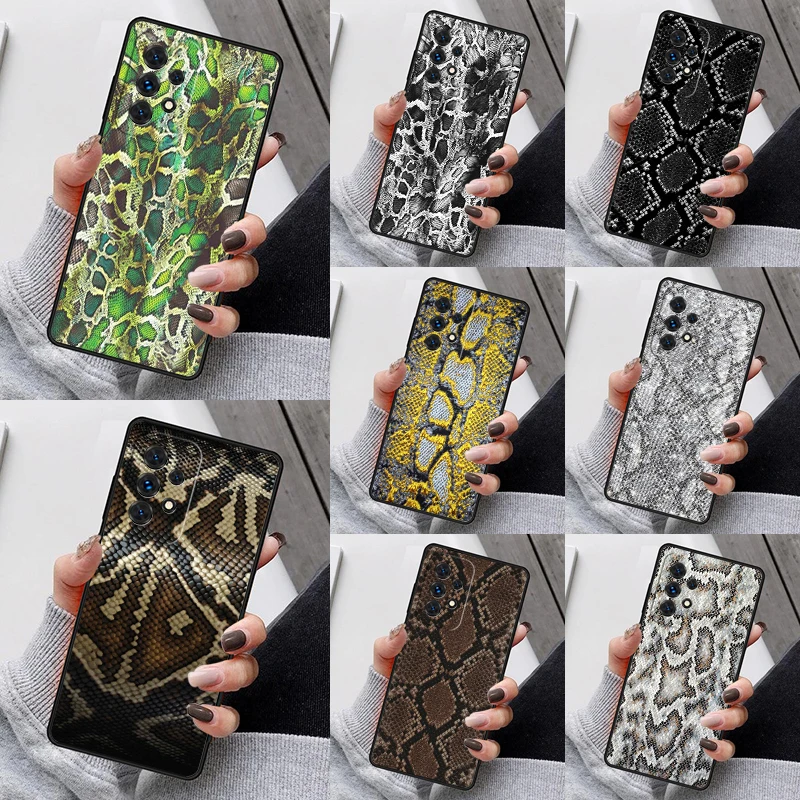 Snake Skin print Phone Case For Samsung Galaxy S23 S21 S20 FE S24 S22 Ultra Note20 S10 S9 S8 Plus A40 A52 A12 A13 A53