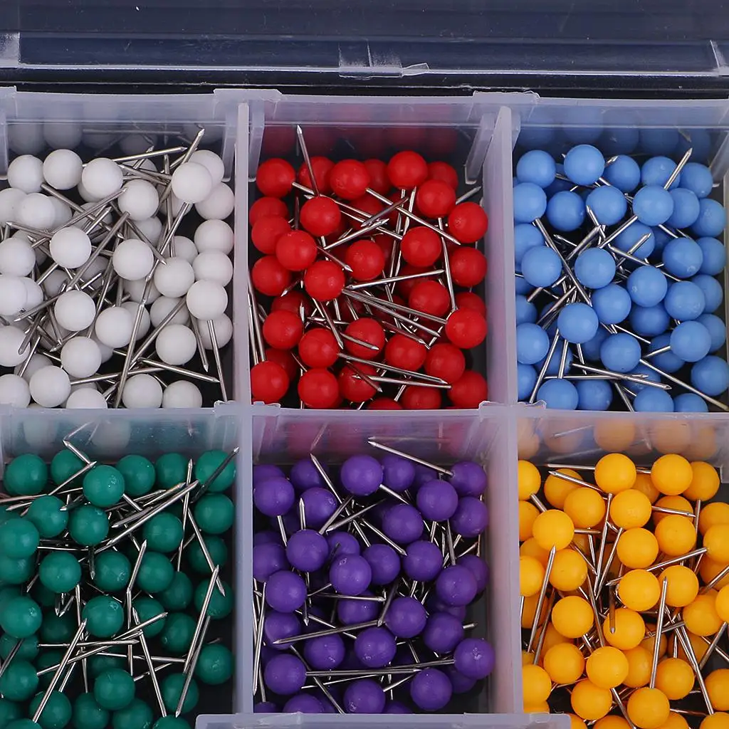 Map Marking Thumbtack Metal Drawing Pins Plastic Head Office Push Pins for Bulletin Board Photos Files Documents
