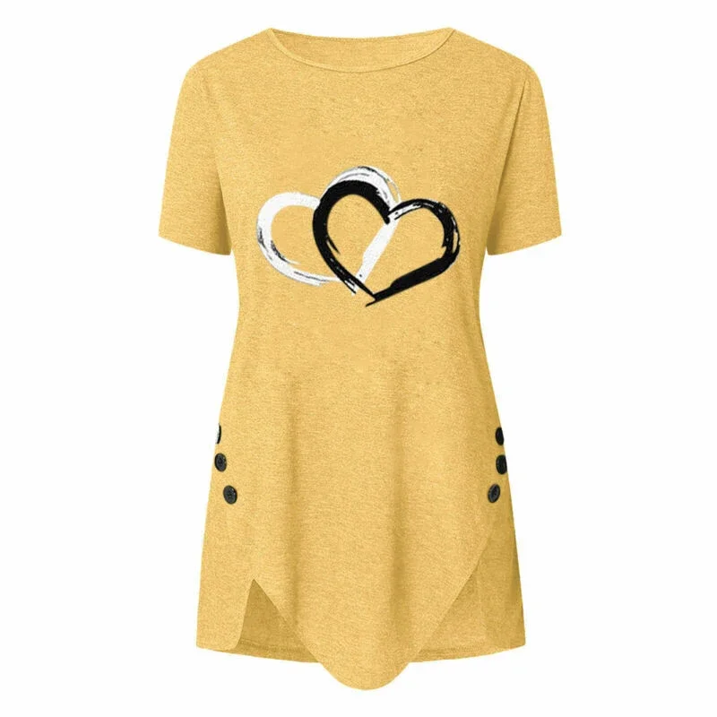 Women's Short-sleeve Heart Printed T-shirt Summer Casual Loose Long Top Tee Shirt Clothing Fashion T Shirt Streewear Oversized image 5
