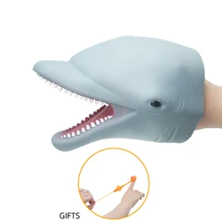 Hot Selling Soft Rubber Realistic Kids Toy Marine Animal World Action Figure Flexible Great  dolphin Hand Puppet shark alligator