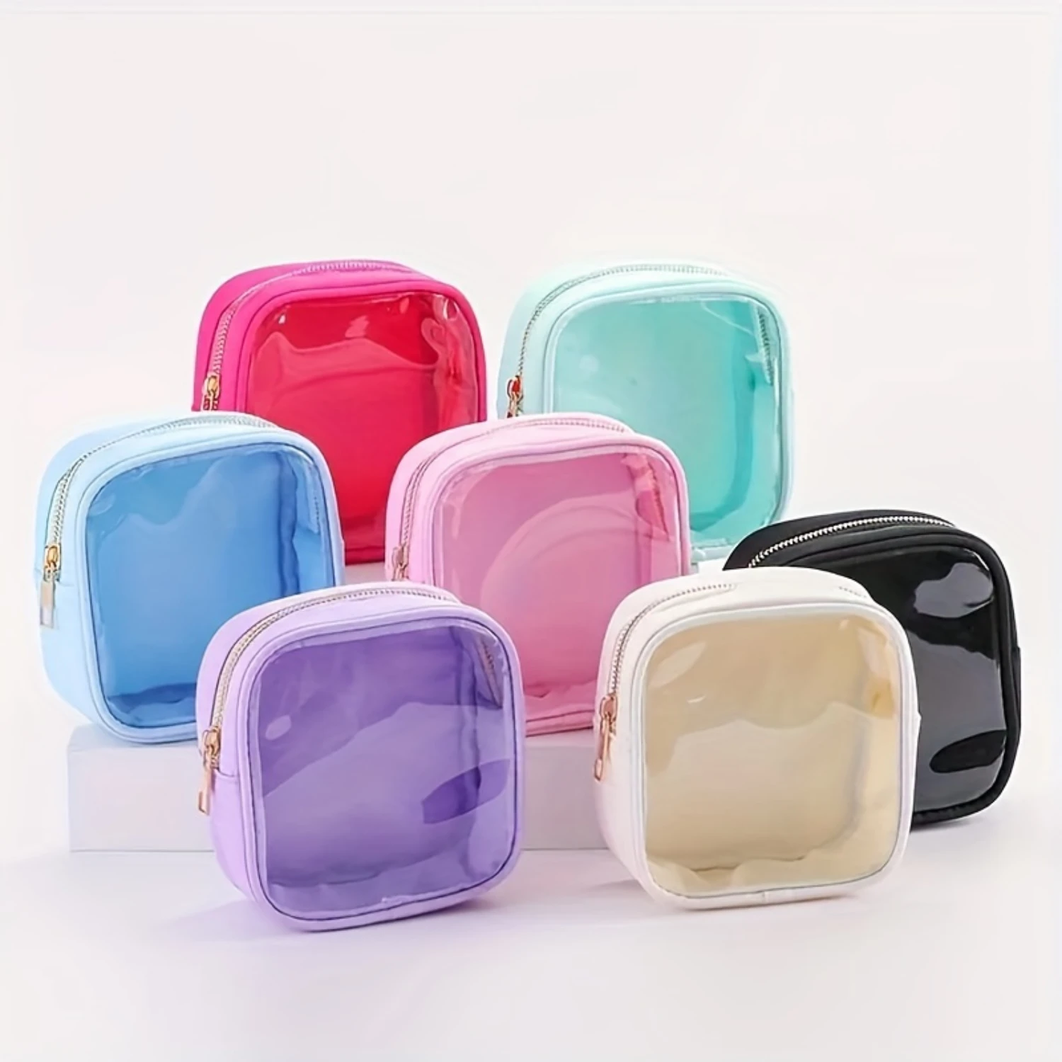 

Clear Mini Makeup Bag, Small Square Zipper Cosmetic Travel Bag, Toiletry Wash Bag for Women's Outdoor Trip