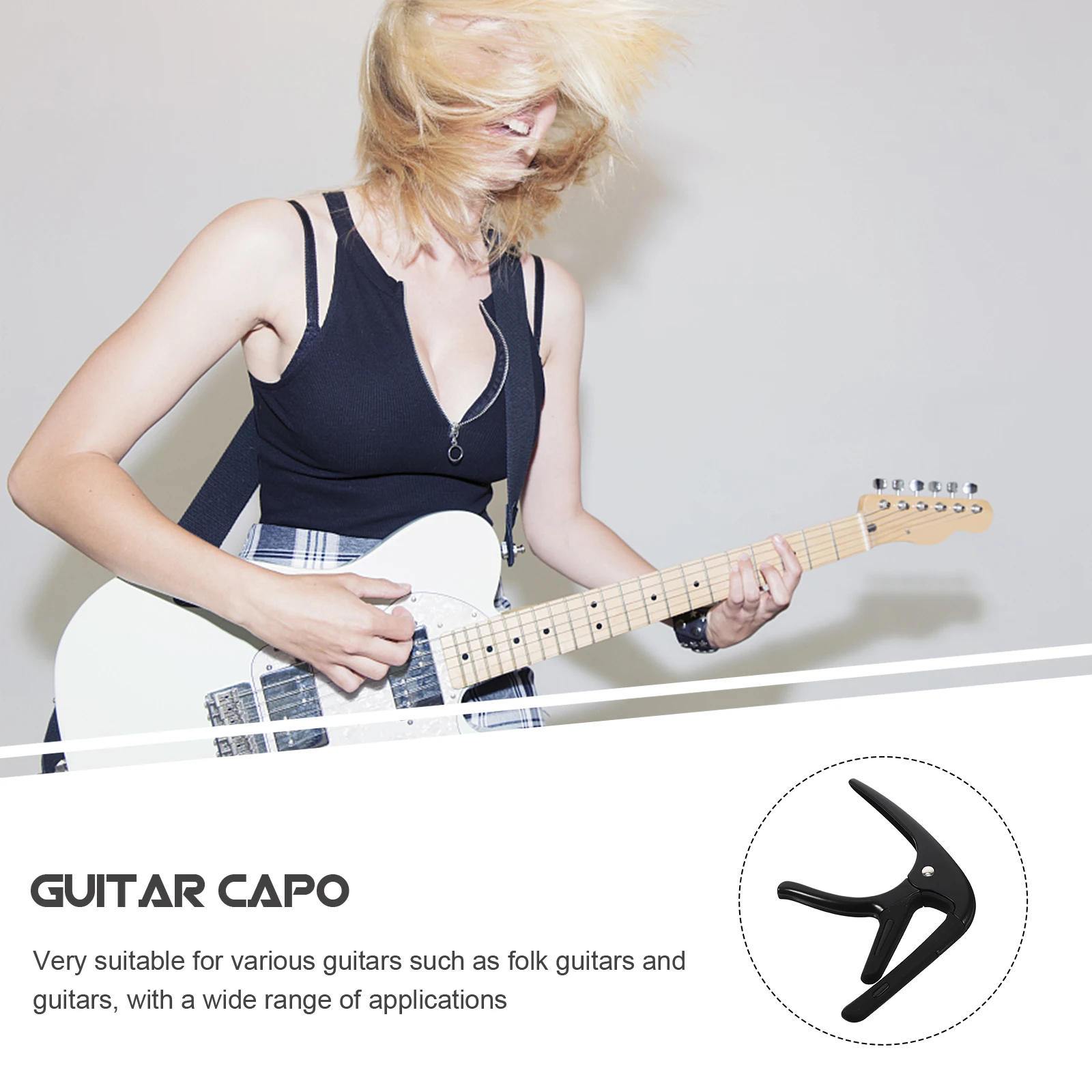 

1Set Guitar Capo Tone Modified Clamp Portable Clip for Acoustic Electric Guitar with Picks Multi-Function Capo