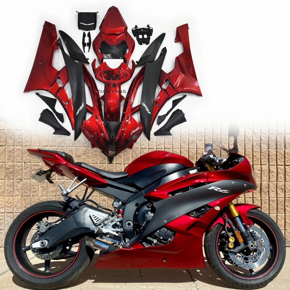 Vinho vermelho fosco preto clássico esquema de cores da motocicleta para yamaha yzf600 r6 2006 2007 kit carenagem completa carroçaria injeção carenagem