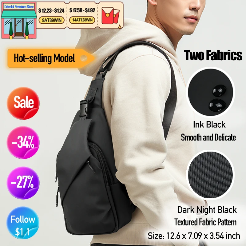 Male Sling Bag Waterproof, Brand L&M Men's Shoulder Bags Lightweight, High-quality Chest Packet, Causal Style Cross Backpack