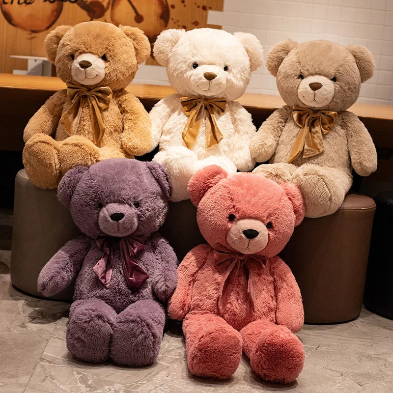 90-120CM New Bowknot Bear Plush Toy Stuffed Animal Pillow Gift Adults Indoor Decor