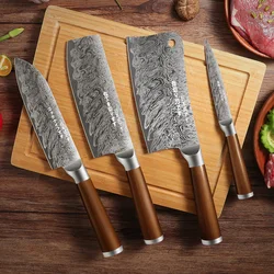 1/2/3/4pc, Kitchen knife Household Damascus steel grain knife kitchen chef special cutting fruit, vegetables, meat and bone knif