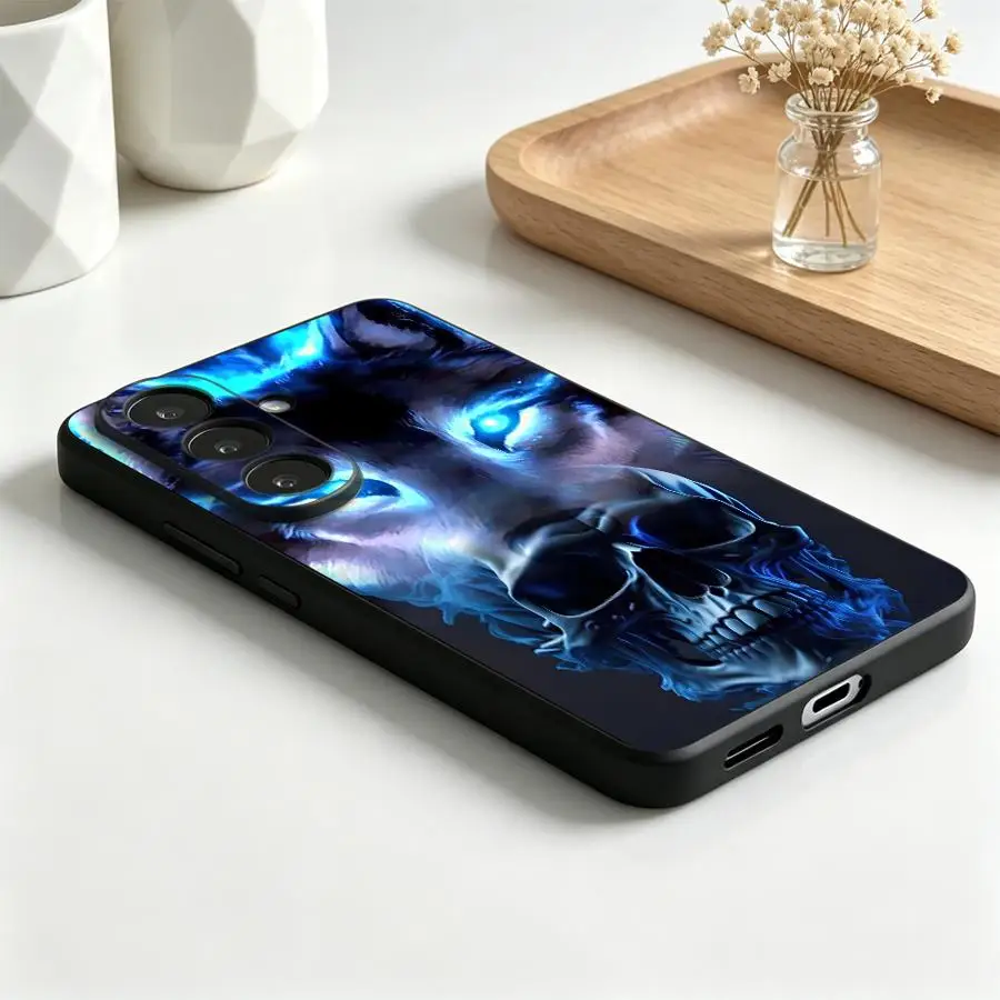 Phone Cover Case for Samsung Galaxy A57 A25 A16 A73 A51 A05 A15 A23 A06 A37 A53 A17 A41 A52 A36 A13 A70 A12 A50 A55 Blue Flame