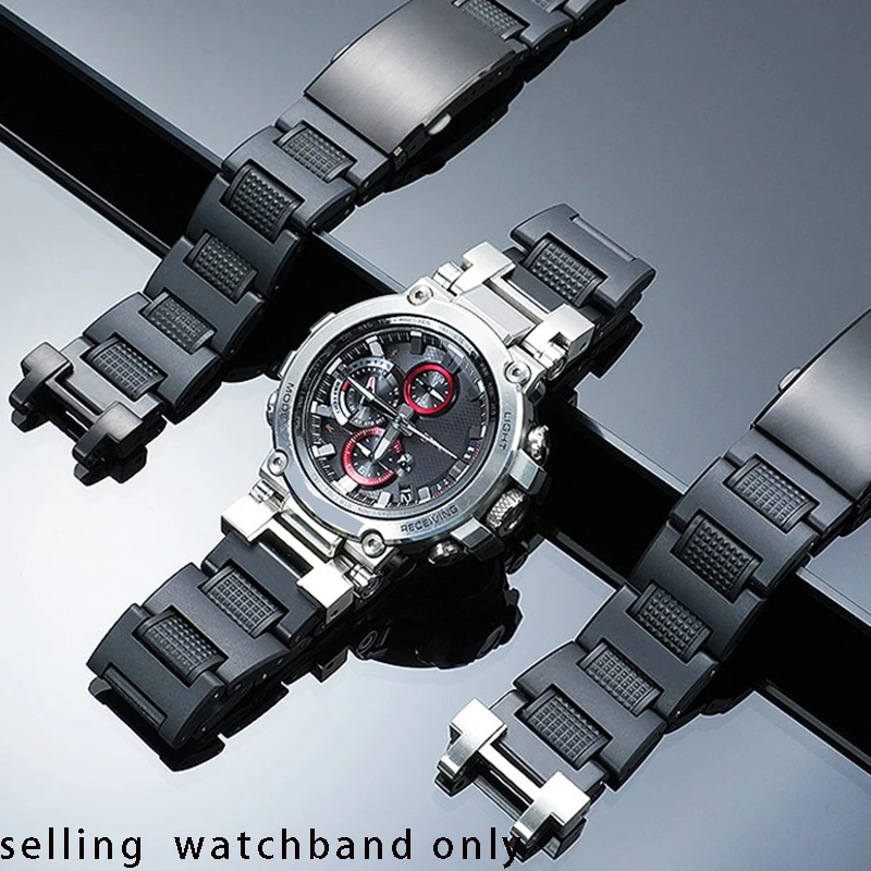 

Самодельный браслет для часов G-SHOCK Casio MTG-B1000 G1000, модифицированный легкий пластиковый стальной ремешок и стальная цепочка для часов.