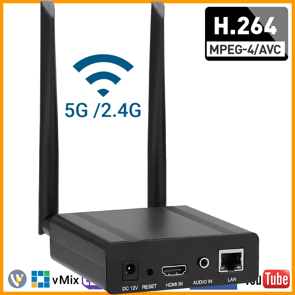 

MPEG4 H.264 WIFI HDMI to IP Video Transmitter HEVC H.265 Live Streaming Broadcast H264 H265 Encoder with RTMP RTMPS SRT RTSP etc