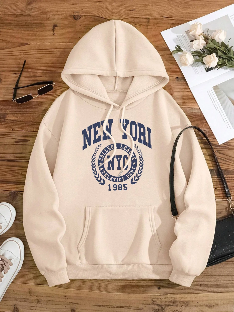 New Yori Nyc 1985 City Graphic Sweatshirt Men Women Autumn Fleece Hoodie Cute Crewneck Hoody Fashion O-Neck Clothes Couple