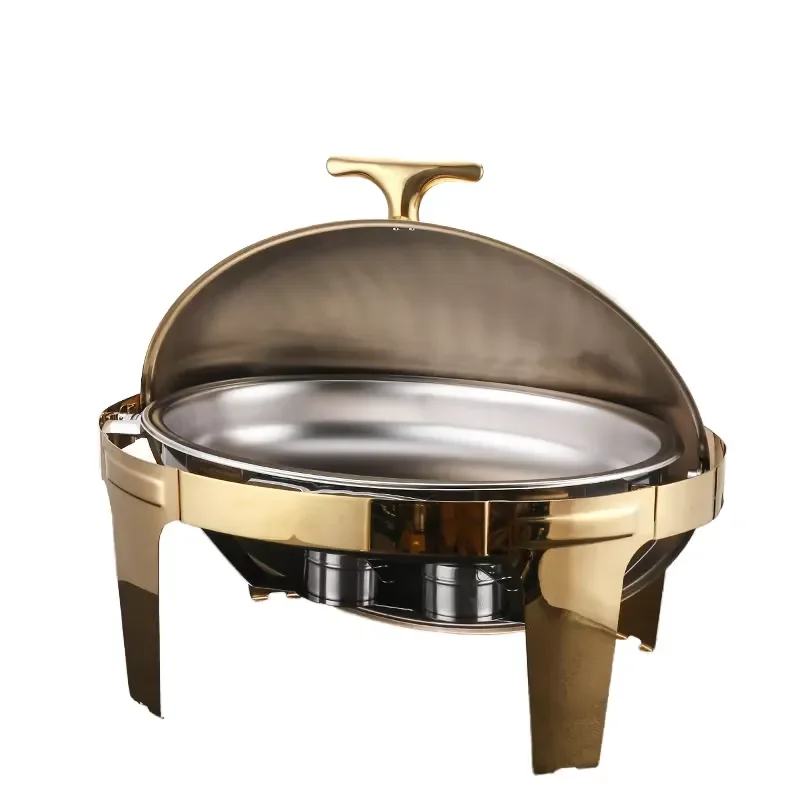 Stainless Steel Egg Shaped Buffet Warmer Self Service Hotel Breakfast Stove Alcohol Fuel Soup Pot Food Grade Chafing Dish