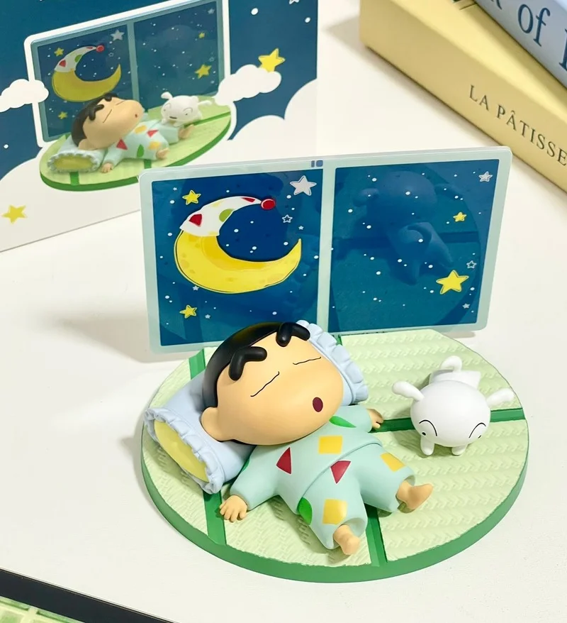 New Crayon Shin Chan Genuine Shin Chan Little White Life Scene Small Garage Kit Desktop Decoration Ornament Birthday Gift