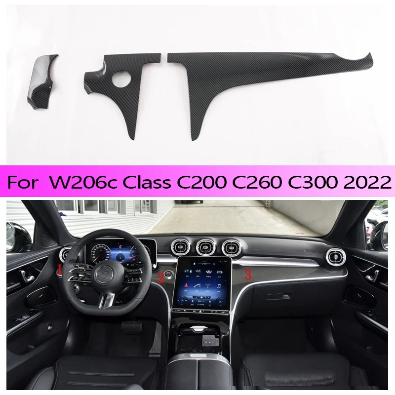 Carbon Fiber Center Control Panel Dashboard Strips Trim for Benz Mercedes W206 C Class C200 C260 C300 2022