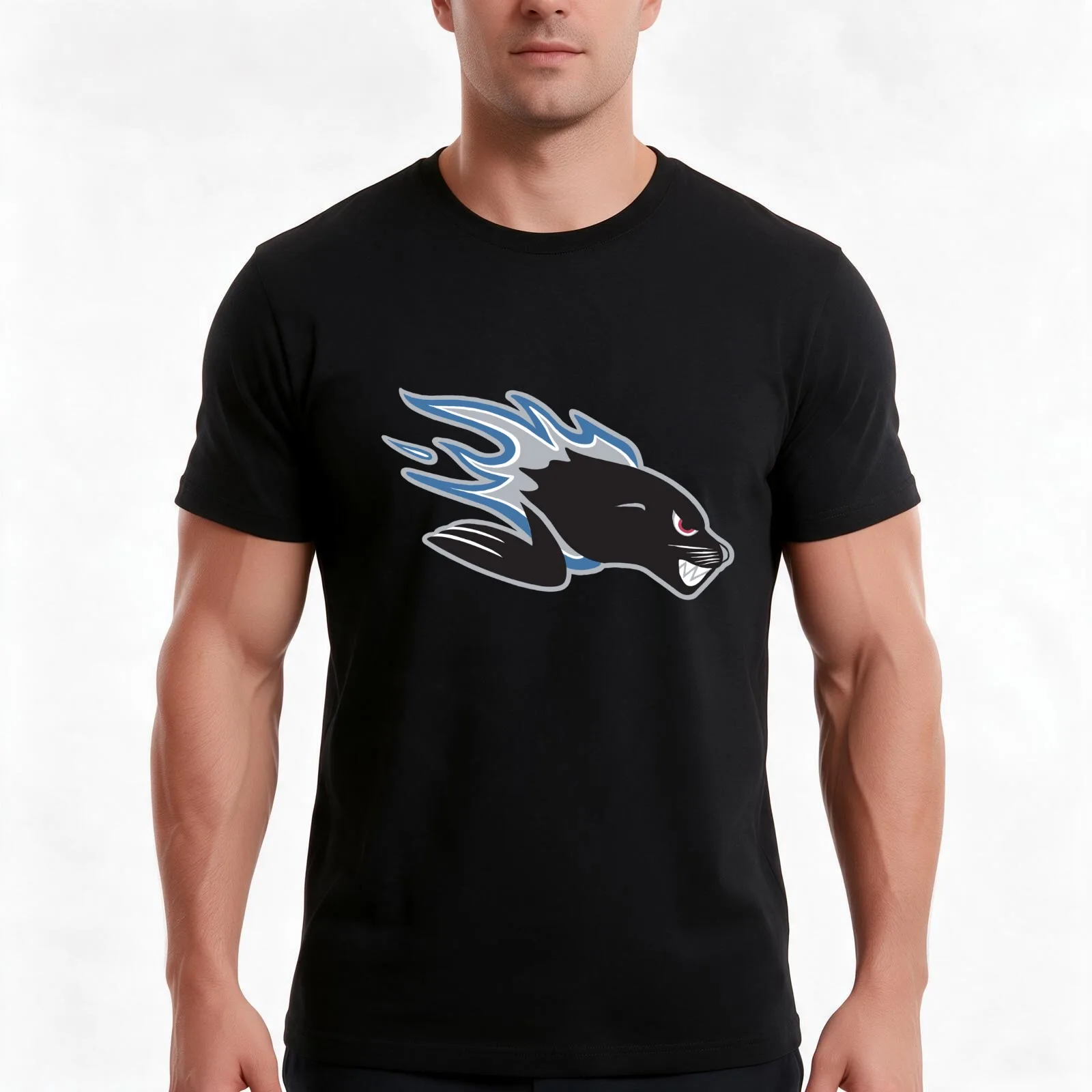 Saint John Sea Dogs T-Shirt, Summer Casual Cotton Tee, Oversized Streetwear Tops, Vintage Graphic Print, Loose Fit Short Sleeve