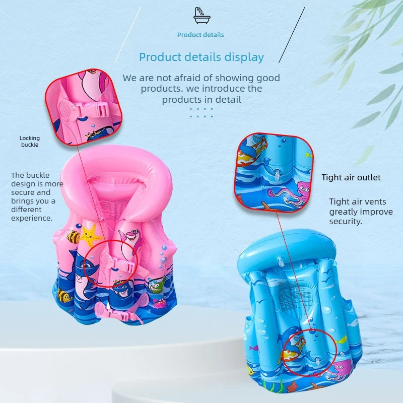 1-5PCS Inflatable Life Vest for Kids Swimming Floatie Toddler PVC Buoyancy Vest Children‘s Swim Jacket for Pool  Beach Safety view 4
