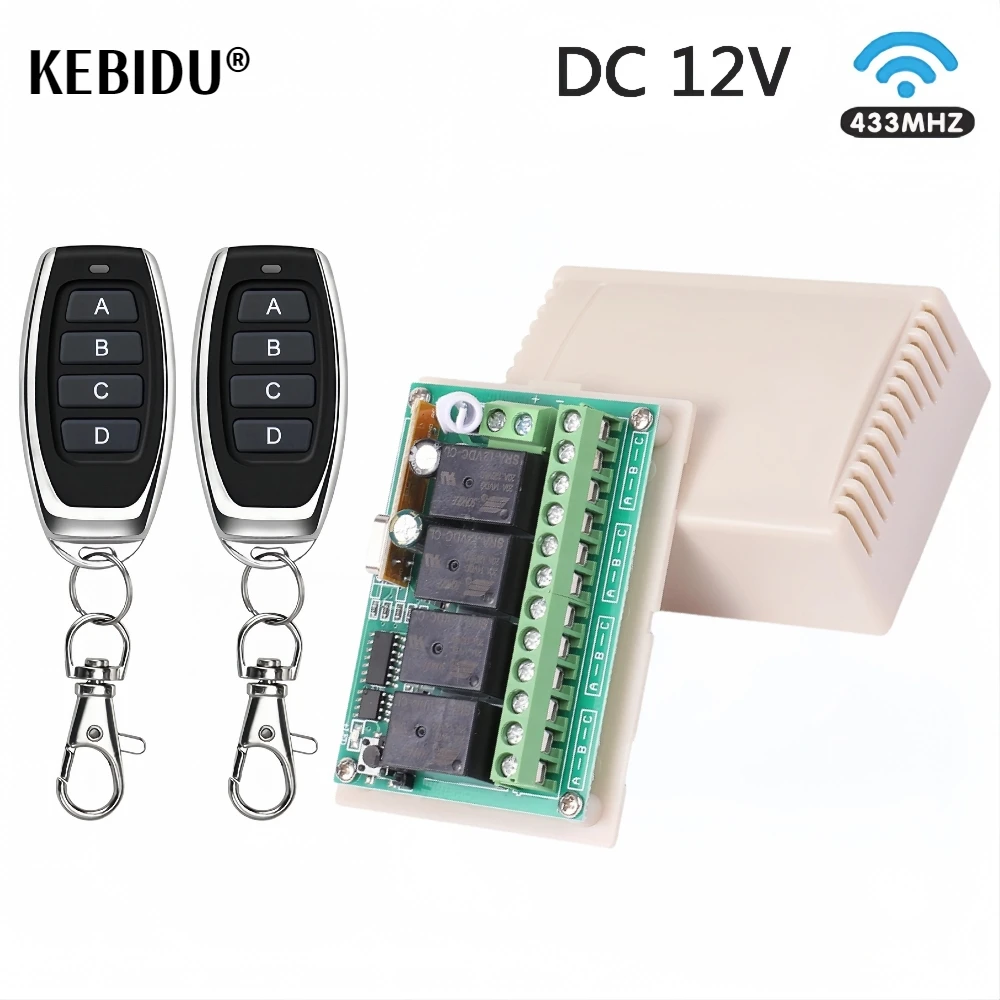 433Mhz Universal Wireless Remote Control DC 12V Relay 4CH Module Receiver 4B Transmitter DIY For Garage Door Gate Motor Light