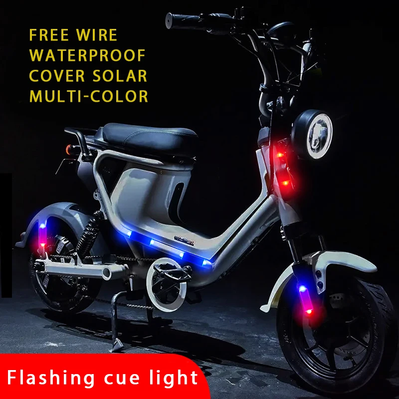 4pcs Solar Warning Light Car Rear Collision Prevention Light Motorcycle Electric Vehicle Bicycle LED Tail Flashing Light