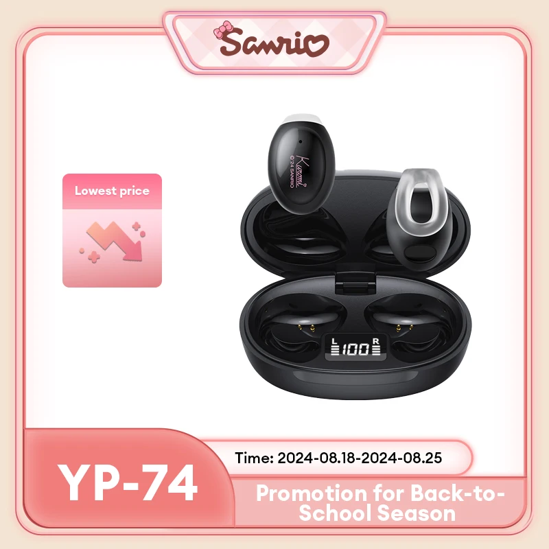 

Miniso Sanrio YP-74 Bluetooth 5.4 Earbuds Stereo Sound Wireless Earphones Long Endurance Ear Clip Headsets Kuromi Melody Kitty