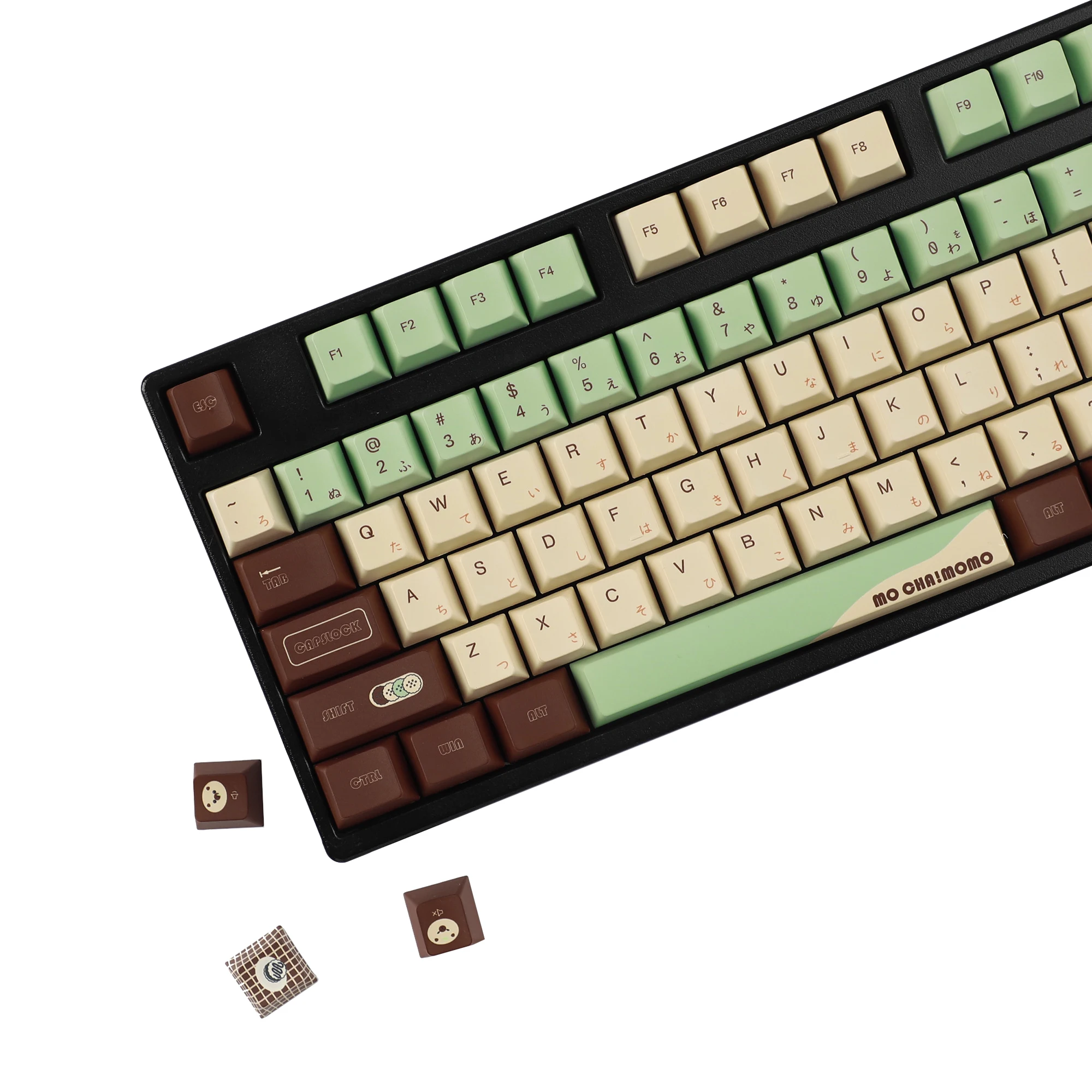 

YMDK Matcha Theme 126 клавиш Cherry Profile Dye Sub Top Print PBT колпачки для игровой механической клавиатуры MX 61/64/68/87/98/104/108