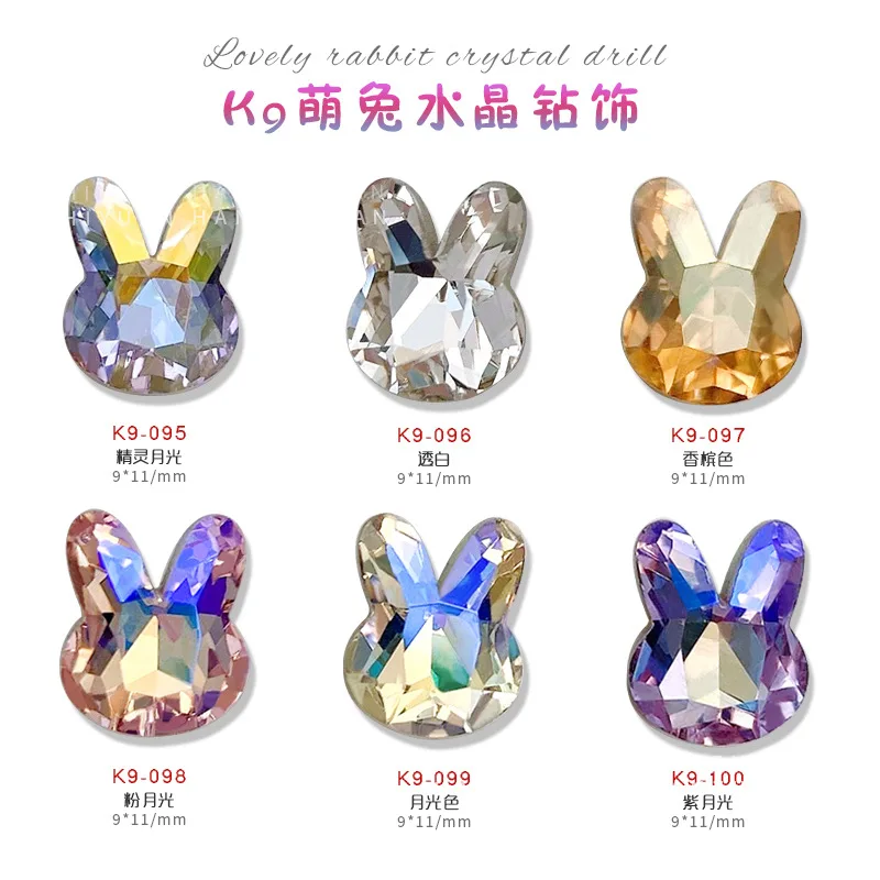 5 pçs prego strass encantos cristal diamante ano novo coelho jóias terminado aurora coelho prego diamante