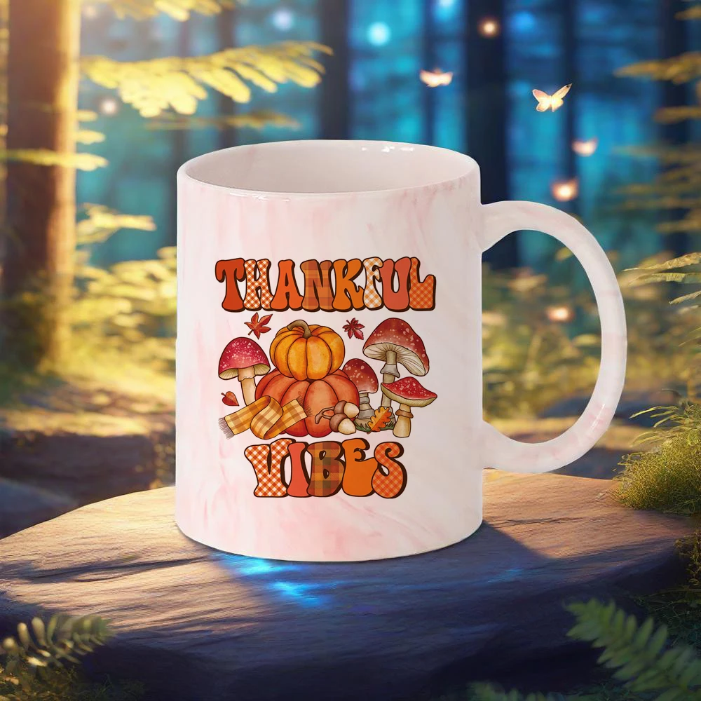 

Sunflower Breakfast Cup Pumpkin Pattern Coffee Mug Thanksgiving Themed Ceramic Mug Orange Drinkware Creative Gift for Parents