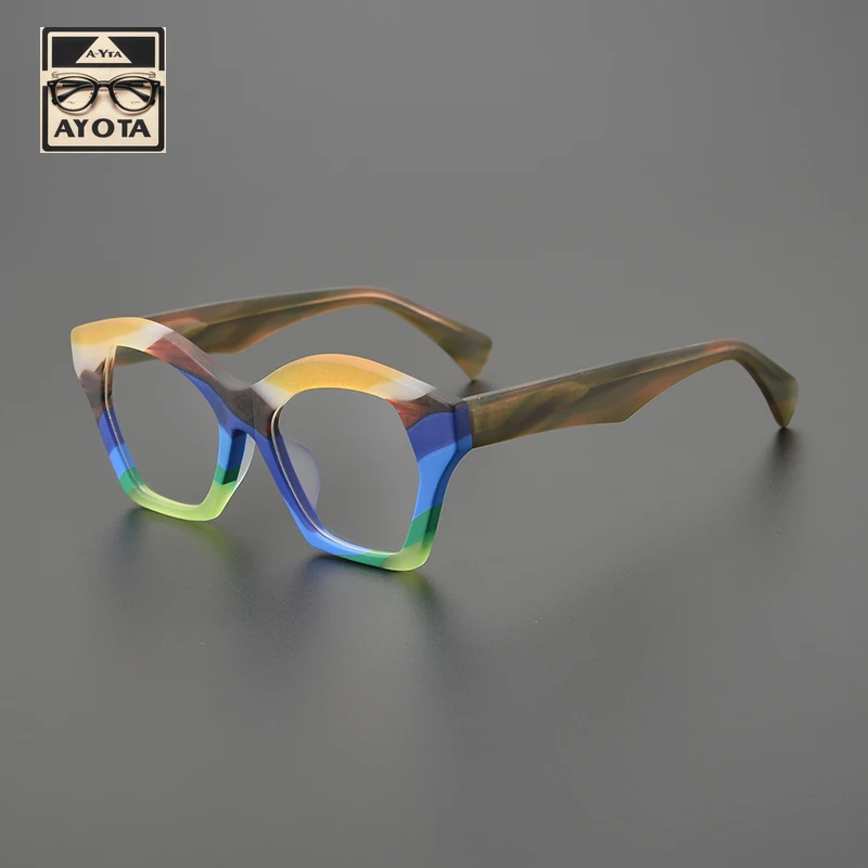 New Frosted Irregular Glasses Frame Men Women Trendy Colored Acetate Personalized Color Change Myopia Anti Blue Light Glasses