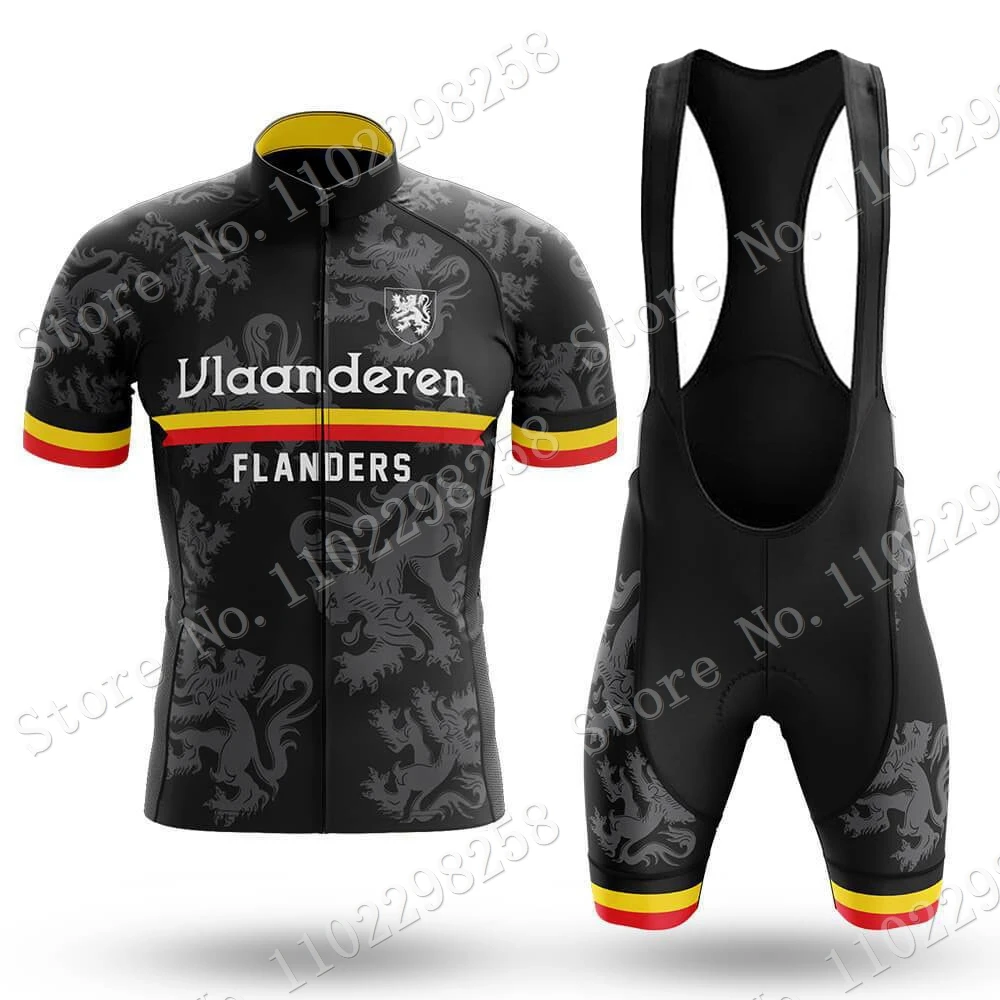 Vlaanderen Flanders 2023 Cycling Jersey Set Men Belgium Clothing Road Grey White Bike Suit Mountain Bicycle Shirt Bib Shorts MTB