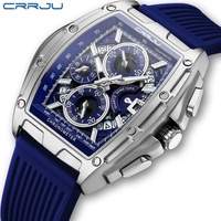 CRRJU 2317 Men's Quartz Watch Multifunction Chronograph Luminous Calendar Silicone Strap Waterproof Sports Men Casual Wristwatch