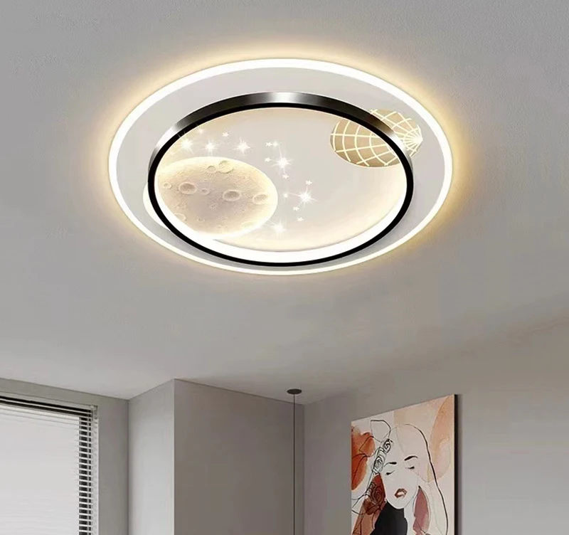 New living room ceiling light, space moon LED children's light modern and simple whole house household lighting fixtures