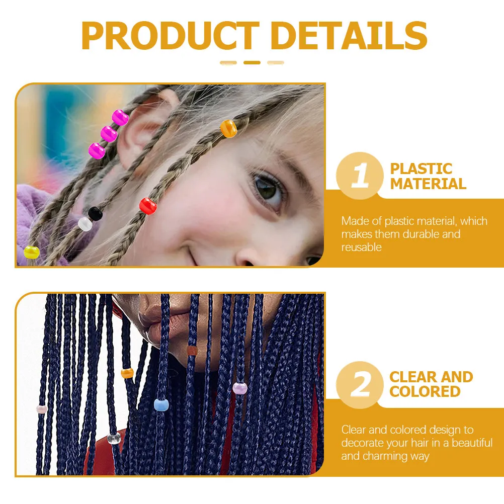 1Set Hair Extension Tools Combination Colored Clear Hair Beads Braid Jewelry Dreadlocks Accessories Suitable for Party Wedding view 4