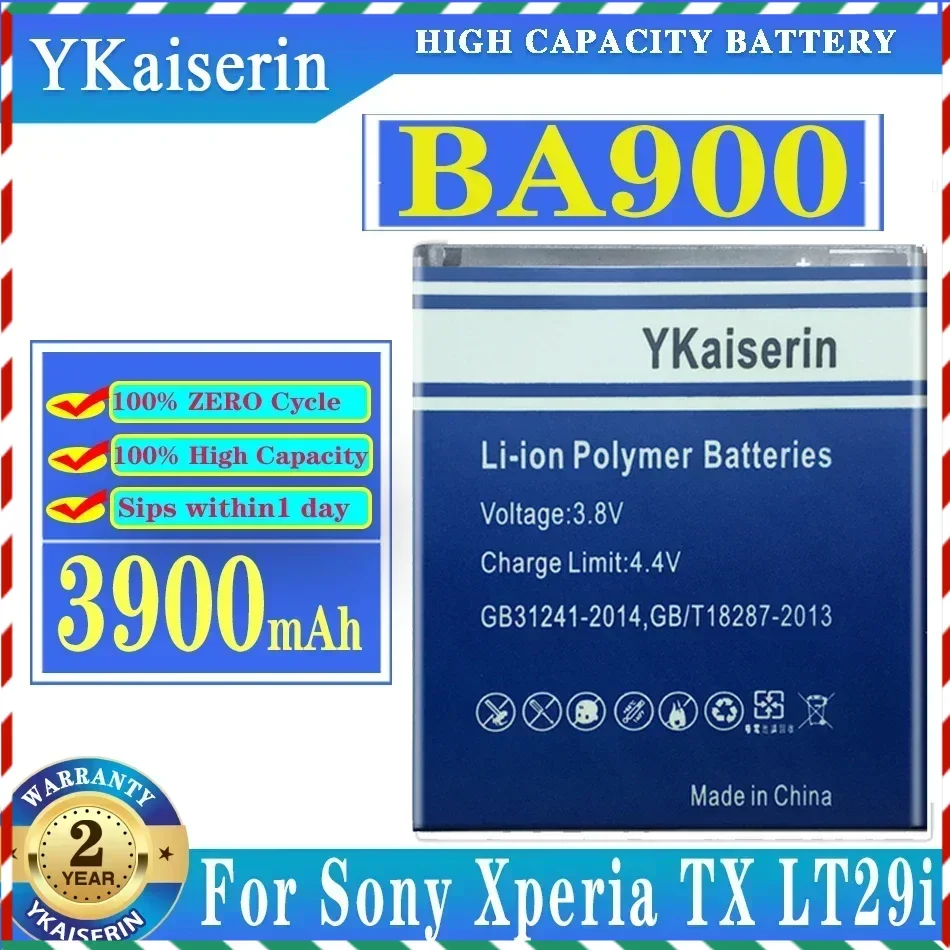 YKaiserin BA900 BA 900 3900mAh Phone Battery For Sony Xperia TX LT29i/J ST26i/L S36h/C2104/C2105 AB-0500 Batterij + Tracking