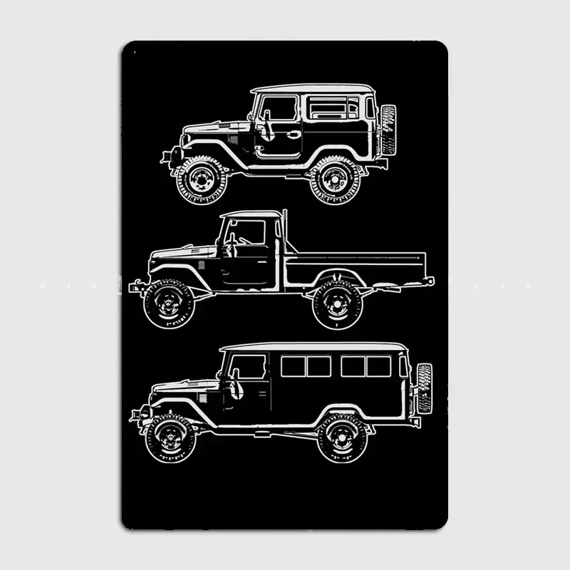 Classics Car THREE FJ40 SERIES Land Cruiser Poster Metal Sign Garage Club Indoor Room Wall Decor Custom Tin Home Decor