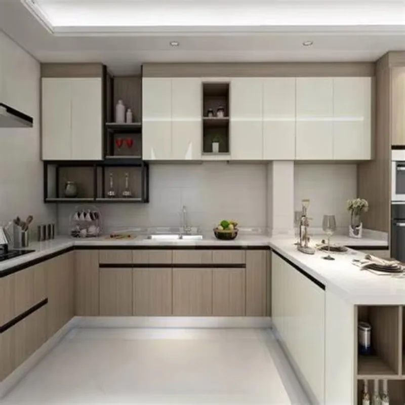 High Quality Modern Design Kitchen Cabinet with Sink Acrylic Door Panel and Hinge Modern Kitchen Furniture in mm