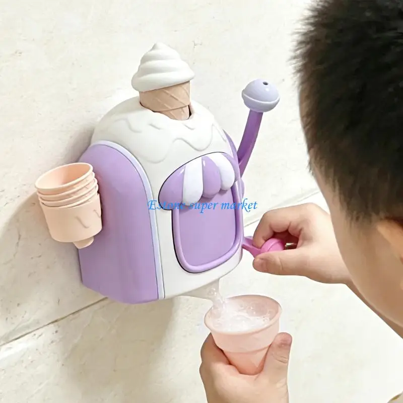 090B Simulation Ice Cream Bubble Maker Bath Toy For Children Safe ABS Foam Maker Bathing Toy for Toddler Creative Play
