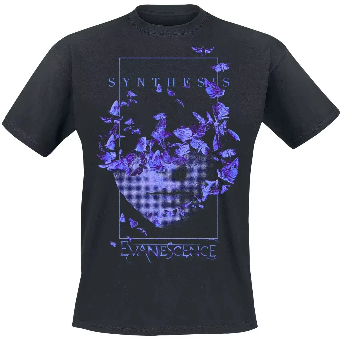 2026 New Hot Grunge Logo Tee Gothic Rock T-Shirt with Faded Crescent & Repeated Text Print Band Fan