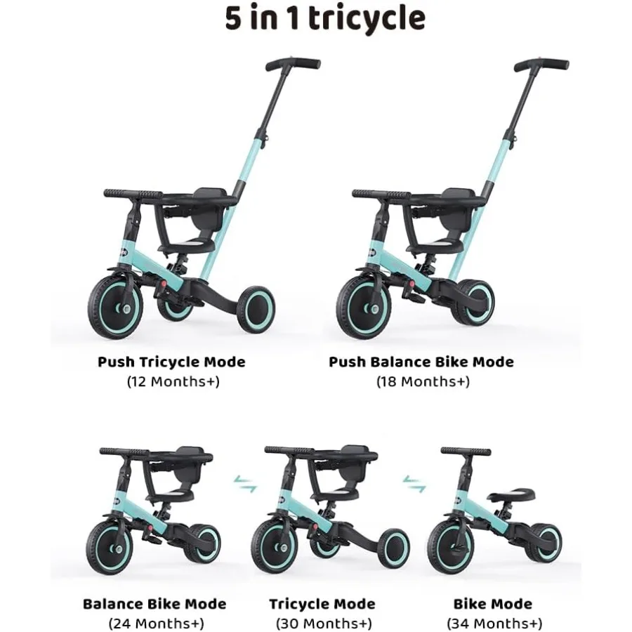 รถสามล้อเด็กเล็กสำหรับเด็กอายุ 1-3 ปี, จักรยานเด็กเล็ก, จักรยานทรงตัวสำหรับเด็ก, ของขวัญคริสต์มาสและวันเกิดสำหรับเด็กชายและเด็กหญิง, รถสามล้อพร้อม P